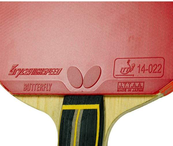 Bryce High Speed Table Tennis Rubber: Close-up of lower third red rubber